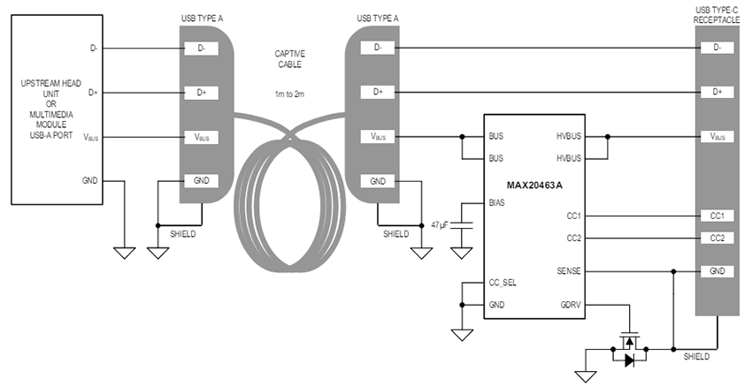 Schéma de principe - Analog Devices Inc. Kit d'évaluation MAX20463EVKIT pour le MAX20463K